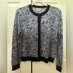 Kate Spade lavender and black printed cardigan. New with tags. Size medium.